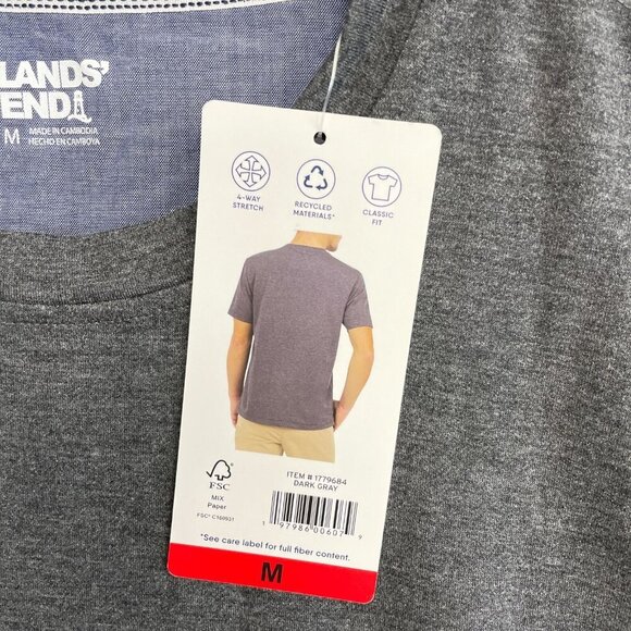 NEW Lands' End Men's M Stretch Polyester Classic Fit Dark Gray T-Shirt - Picture 4 of 7